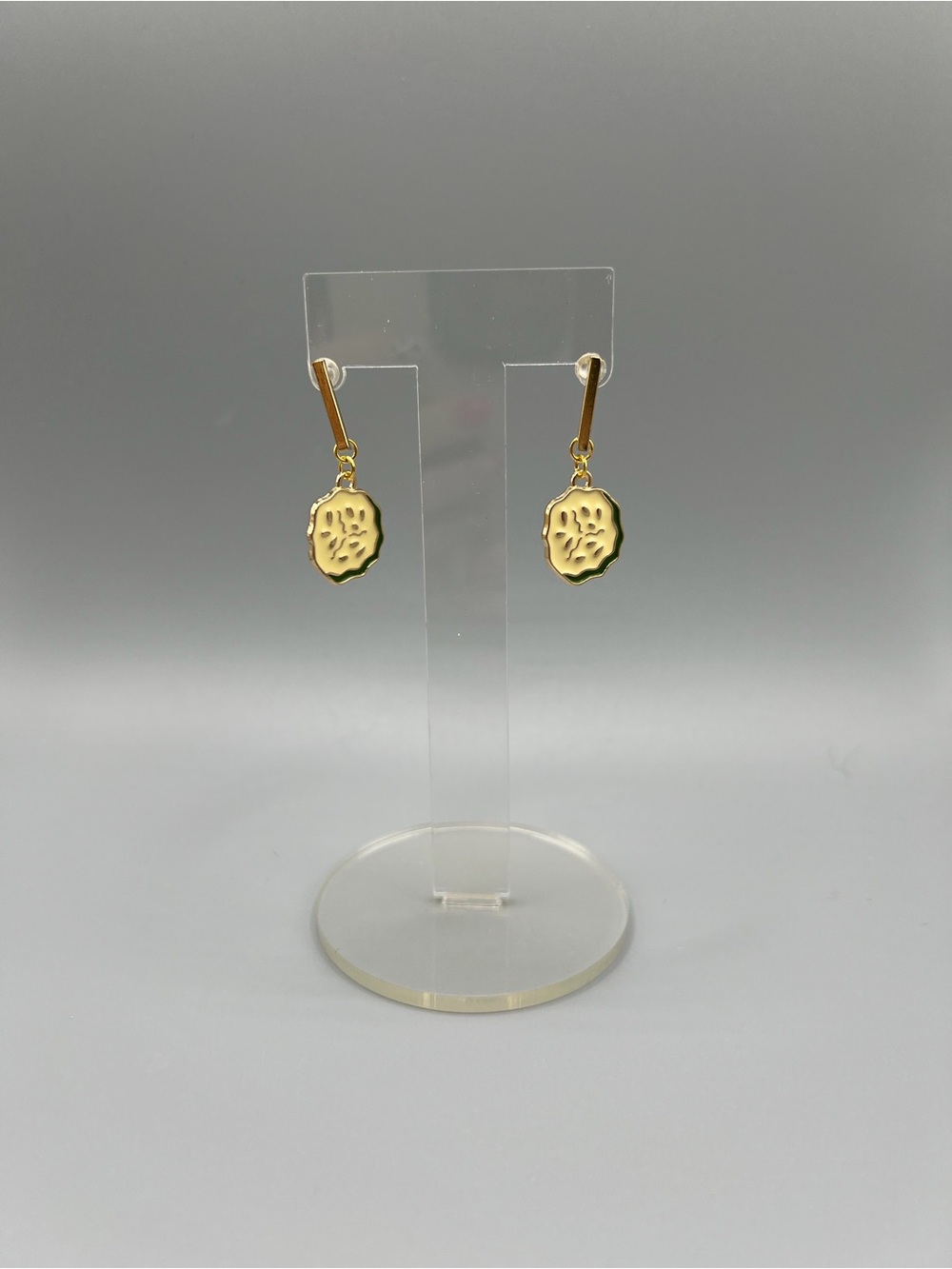 Gold Drop Pickle Chip Earrings - Handmade